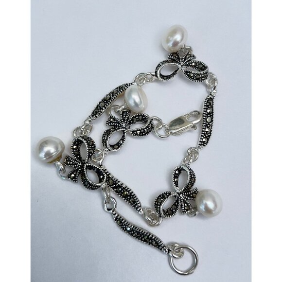 Pearl Charms Bracelet 925 Sterling Silver